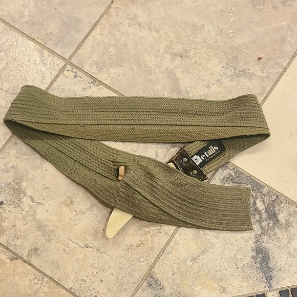 Stylish Olive Woven Belt with Real Horn Buckle.